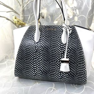 Snake skin faux leather Coccinelle white tote shoulder bag